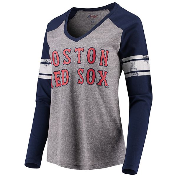 Women's G-III 4Her by Carl Banks Gray/Navy Boston Red Sox Franchise Tri ...