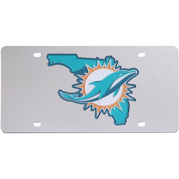 Miami Dolphins License Plate Laser Cut Silver