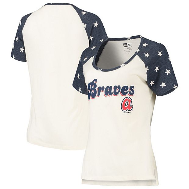 Women's New Era Cream/Navy Atlanta Braves Baby Jersey Star Raglan Scoop  Neck T-Shirt