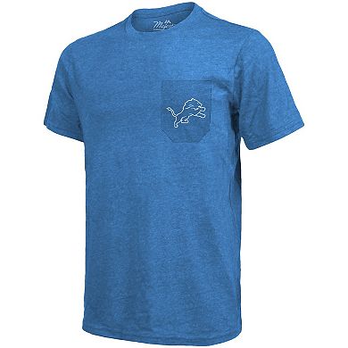 Detroit Lions Majestic Threads Tri-Blend Pocket T-Shirt - Blue