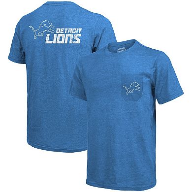 Detroit Lions Majestic Threads Tri-Blend Pocket T-Shirt - Blue