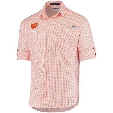 Men's Columbia Orange Clemson Tigers Super Tamiami Long Sleeve Button-Down Omni-Shade Shirt