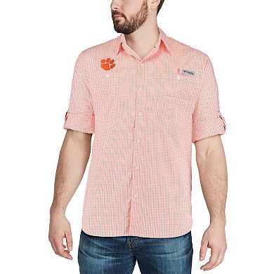 Men's Columbia Orange Clemson Tigers Super Tamiami Long Sleeve Button-Down Omni-Shade Shirt