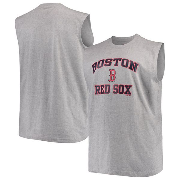 Men's Majestic Heathered Gray Boston Red Sox Big & Tall Primary Logo Muscle  Tank Top