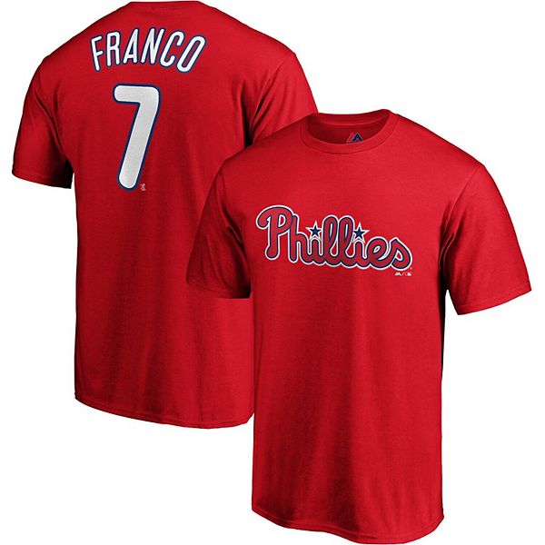 Women's Philadelphia Phillies Maikel Franco Majestic Red Name & Number  T-Shirt