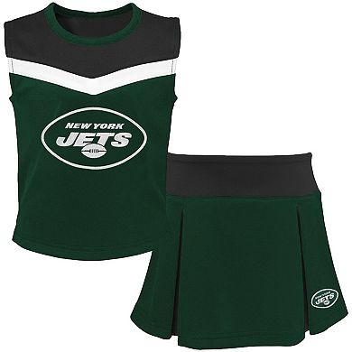 Girls Youth Green/Black New York Jets Two-Piece Spirit Cheerleader Set