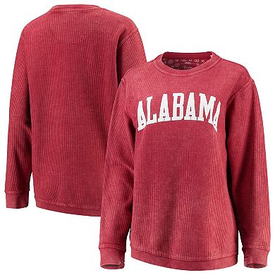 Women's Pressbox Crimson Alabama Crimson Tide Comfy Cord Vintage Wash Basic Arch Pullover Sweatshirt