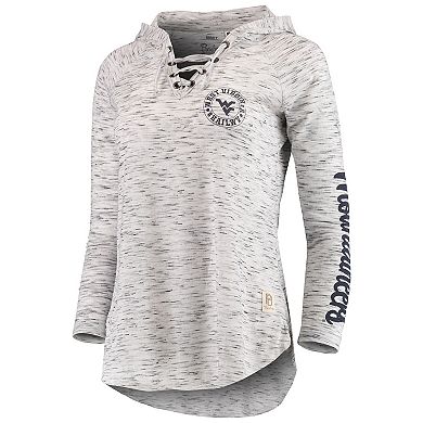 Women's Pressbox Gray West Virginia Mountaineers Space Dye Lace-Up V-Neck Long Sleeve T-Shirt