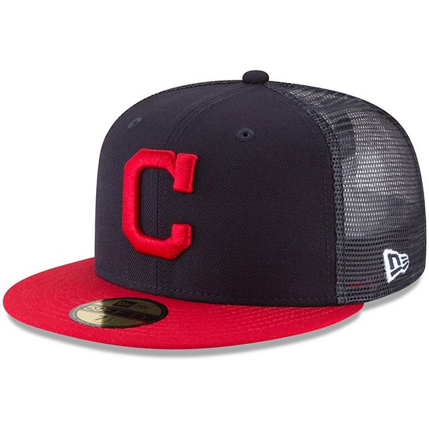 Men's New Era Navy Cleveland Indians On-Field Replica Mesh Back