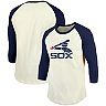 Men's Majestic Threads Cream/Navy Chicago White Sox Cooperstown Collection Raglan 3/4-Sleeve T-Shirt