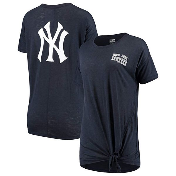 New Era Women's New York Yankees Navy Dipdye Scoop V-Neck