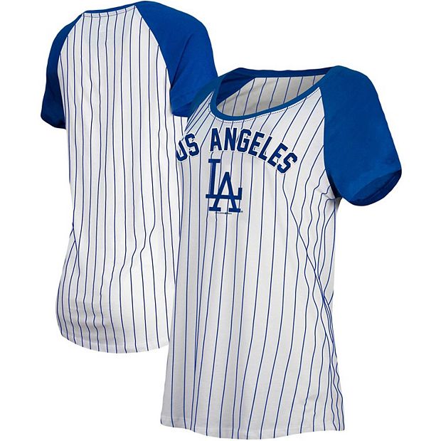 Los Angeles Dodgers New Era Women's Cooperstown Pinstripe Raglan T-Shirt -  White/Royal