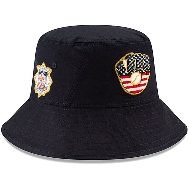 Men's New Era Navy Milwaukee Brewers Stars & Stripes 4th of July Bucket Hat
