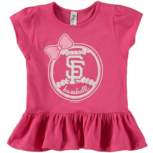 Girls Toddler Soft as a Grape Pink San Francisco Giants Ruffle T-Shirt