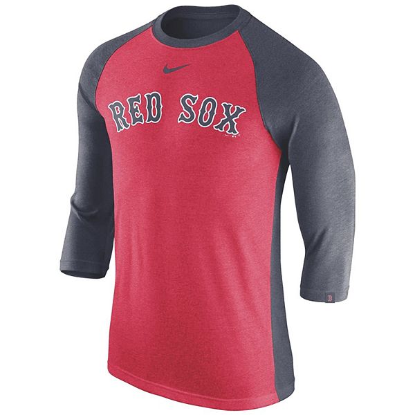Men's Nike Red/Navy Boston Red Sox Wordmark Tri-Blend Raglan 3/4