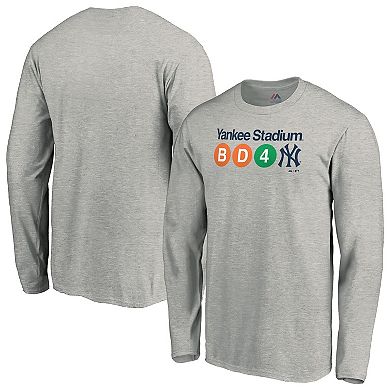 Men's Fanatics Branded Gray New York Yankees Fine Contribution Long Sleeve T-Shirt