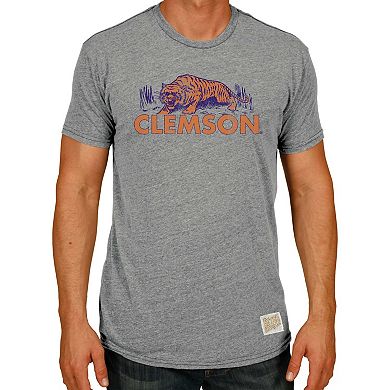 Men's Original Retro Brand Gray Clemson Tigers Big & Tall Tri-Blend T-Shirt