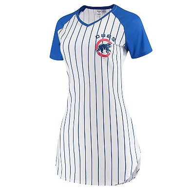 Women's Concepts Sport White Chicago Cubs Vigor Pinstripe Nightshirt