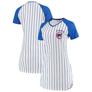 Women's Concepts Sport White Chicago Cubs Vigor Pinstripe Nightshirt