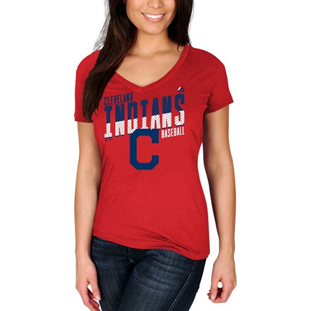 Women's Majestic Red Cleveland Indians Crank Up the Heat T-Shirt