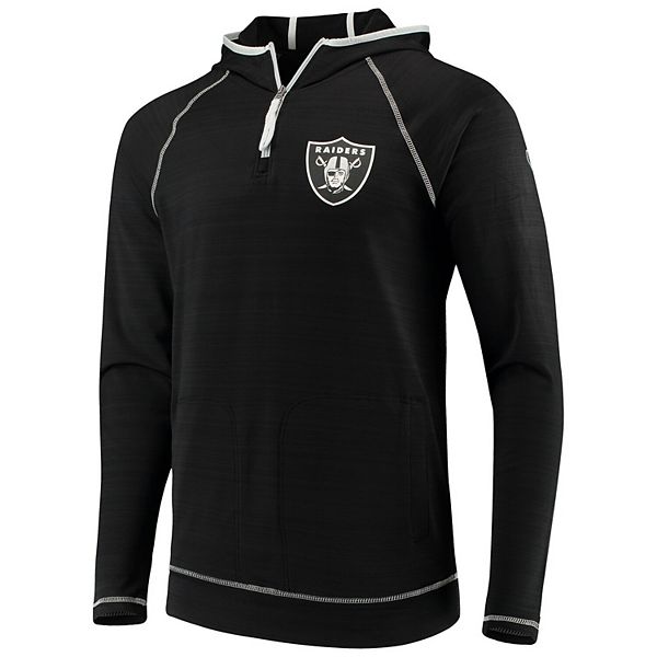 Men's Hands High Black Oakland Raiders Interval Space Dye Raglan Sleeve Quarter-Zip Pullover Hoodie