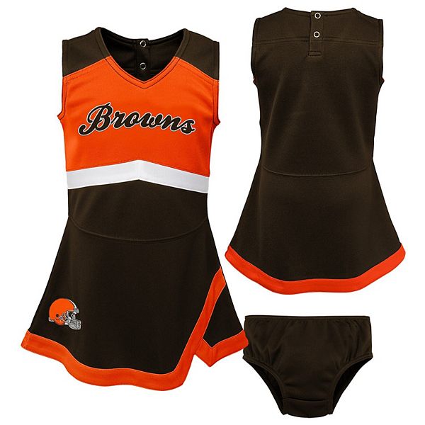 Cleveland Browns Girls Toddler Cheer Captain Jumper Dress - Brown