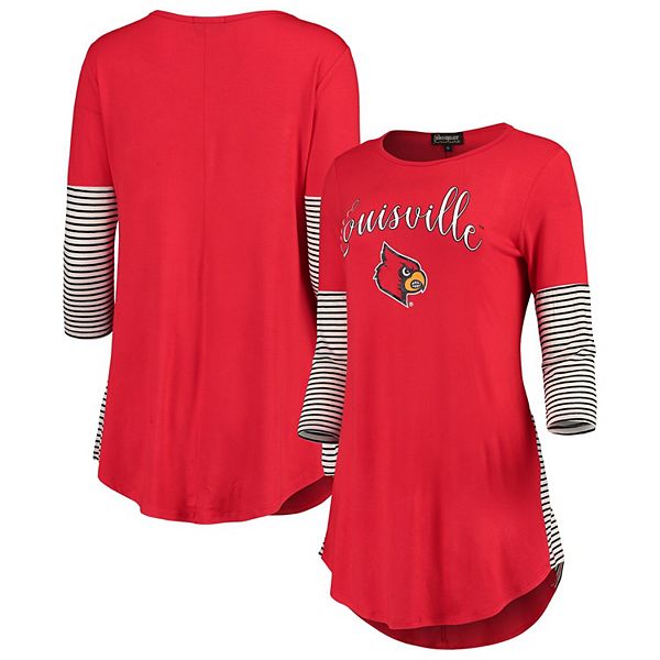 Women's Red Louisville Cardinals Striking in Stripes Tunic Shirt