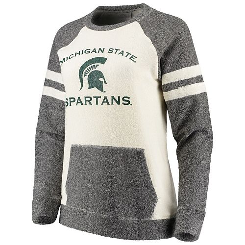 Women's Cream/Heathered Gray Michigan State Spartans Oversized Cozy