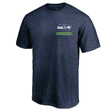 Men's Majestic Heathered College Navy Seattle Seahawks Iconic Diamond Scroll T-Shirt
