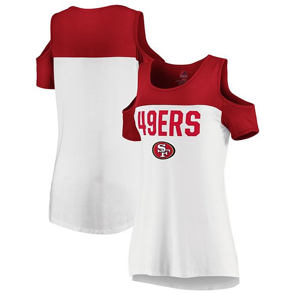 Women's Majestic White/Scarlet San Francisco 49ers Pure Dedication Open ...