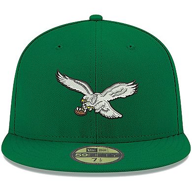 Men's New Era Kelly Green Philadelphia Eagles Omaha Throwback 59FIFTY Fitted Hat