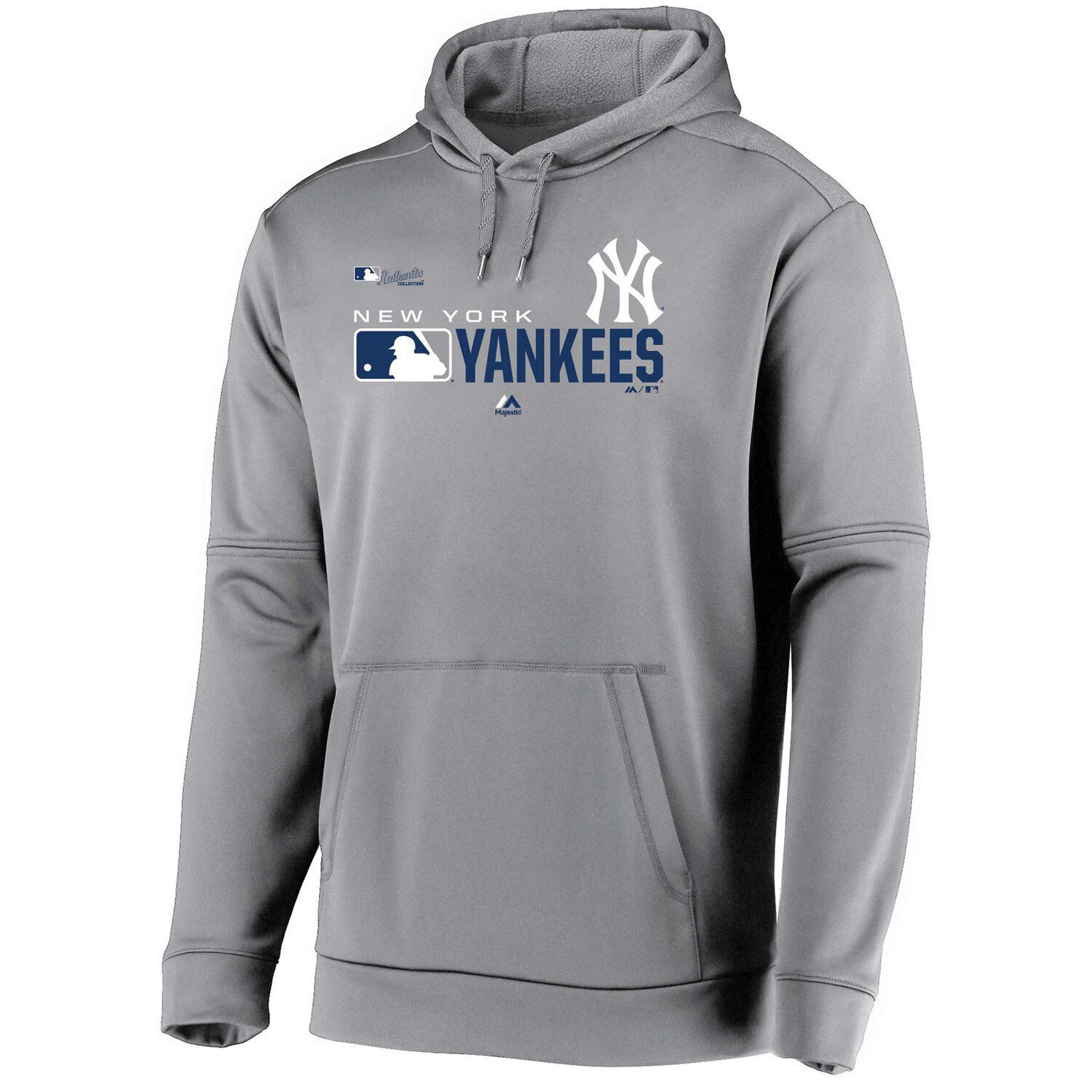 majestic men's new york yankees authentic collection raglan pullover short sleeve hoodie