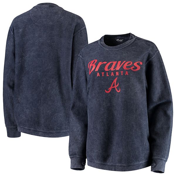 Womens G Iii 4her By Carl Banks Navy Atlanta Braves Comfy Cord Pullover Sweatshirt 