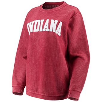 Women's Pressbox Crimson Indiana Hoosiers Comfy Cord Vintage Wash Basic Arch Pullover Sweatshirt