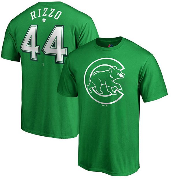 Men's Majestic Anthony Rizzo Kelly Green Chicago Cubs St. Patrick's Day  Stack Player Name & Number