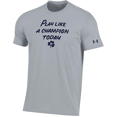 Men's Under Armour Heathered Gray Notre Dame Fighting Irish Play Like A Champion Today Cotton Performance T-Shirt