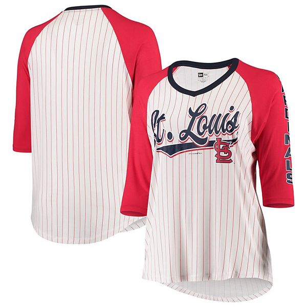 Women's New Era Red St. Louis Cardinals Plus Size Raglan V-Neck T-Shirt