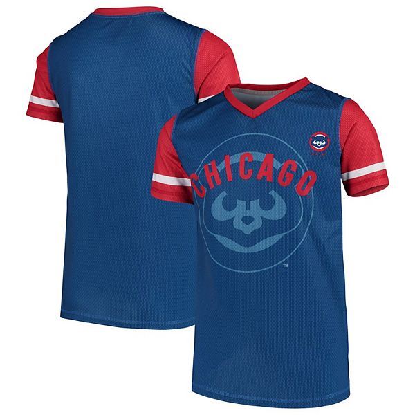 Vintage Chicago Cubs Ringer Jersey V-Neck T-Shirt Adult Large Striped