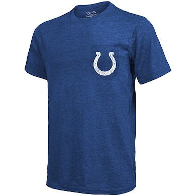 Indianapolis Colts Majestic Threads Tri-Blend Pocket T-Shirt - Heathered Royal