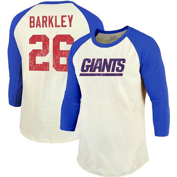 Saquon Barkley New York Giants Majestic Threads Vintage Inspired Player  Name & Number 3/4-Sleeve Raglan T-Shirt - Cream/Royal