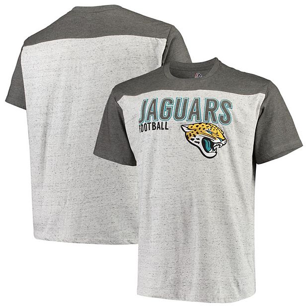 Men's Heathered Gray Jacksonville Jaguars Big & Tall Contrast Yoke Fleck  T-Shirt