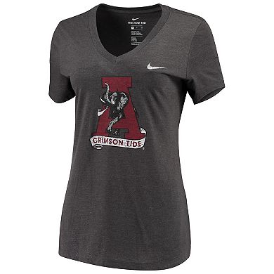 Women's Nike Heathered Black Alabama Crimson Tide Vault Tri-Blend V-Neck T-Shirt