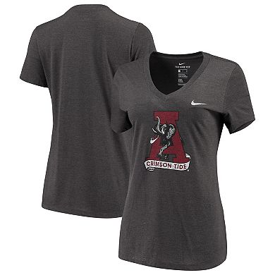 Women's Nike Heathered Black Alabama Crimson Tide Vault Tri-Blend V-Neck T-Shirt