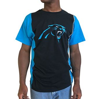 Men's Refried Apparel Black/Blue Carolina Panthers Sustainable Upcycled Split T-Shirt