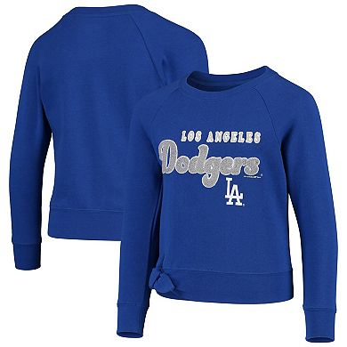 Girls Youth New Era Royal Los Angeles Dodgers Side-Tie Pullover Sweatshirt