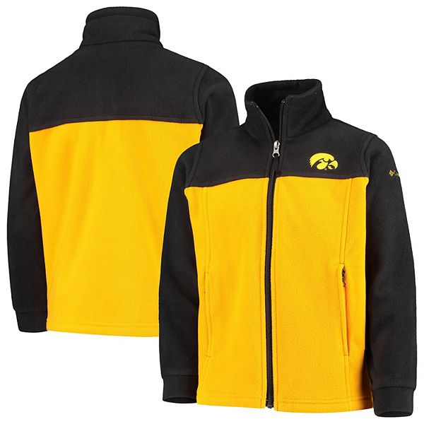 Youth Columbia Black/Gold Iowa Hawkeyes Flanker II Fleece Full-Zip Jacket
