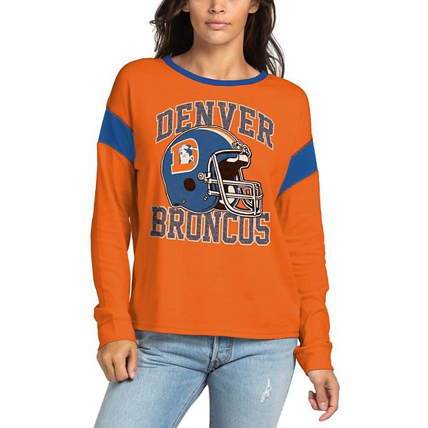 Women's Junk Food Orange Denver Broncos Big Logo Long Sleeve T-Shirt