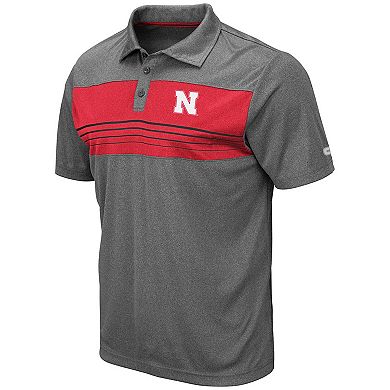 Men's Colosseum Heathered Charcoal Nebraska Huskers Smithers Polo