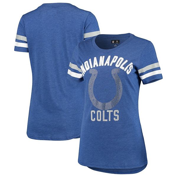 Women's G-III 4Her by Carl Banks Royal Indianapolis Colts Extra Point Bling  Tri-Blend T-Shirt