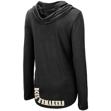 Women's Colosseum Black Purdue Boilermakers My Lover Lightweight Hooded Long Sleeve T-Shirt